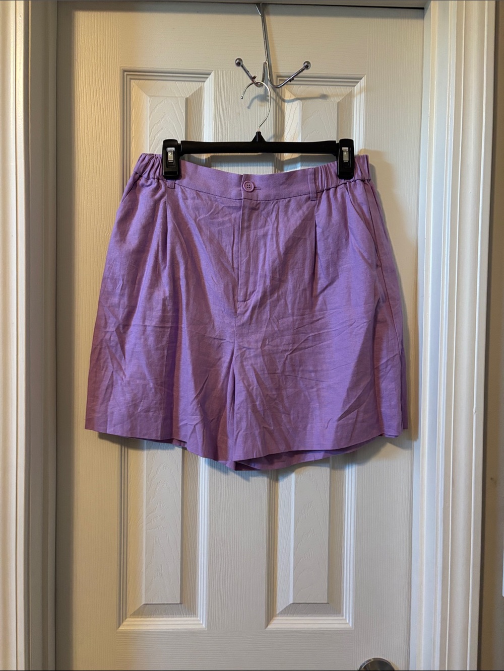High-Rise Lavender Pleated Bermudas